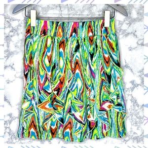 Cato Girls Multicolor Ruffle Abstract Print Elastic Waist Lined Skirt Size Large